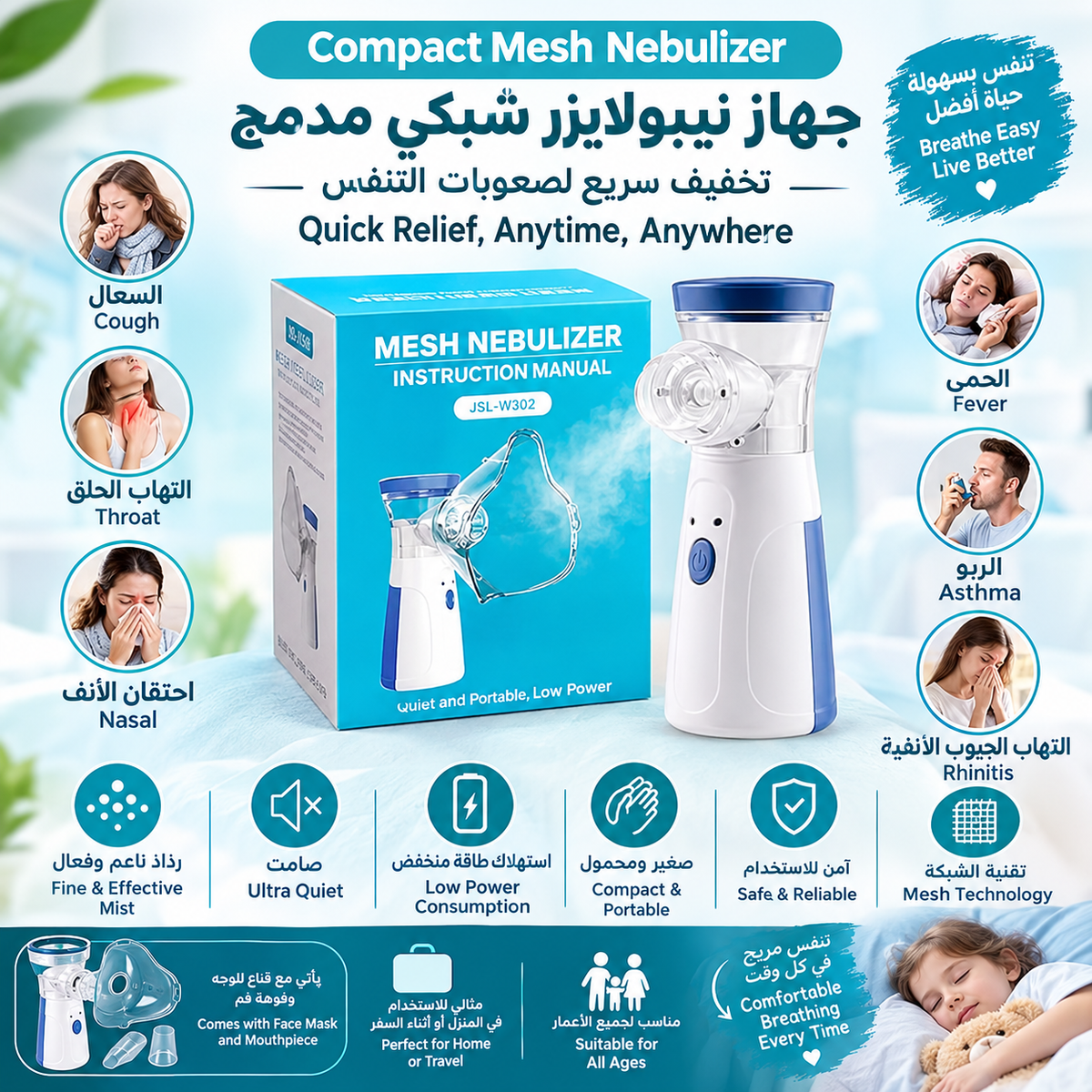 Compact Mesh Nebulizer 🌬️ جهاز النيبولايزر الشبكي المدمج