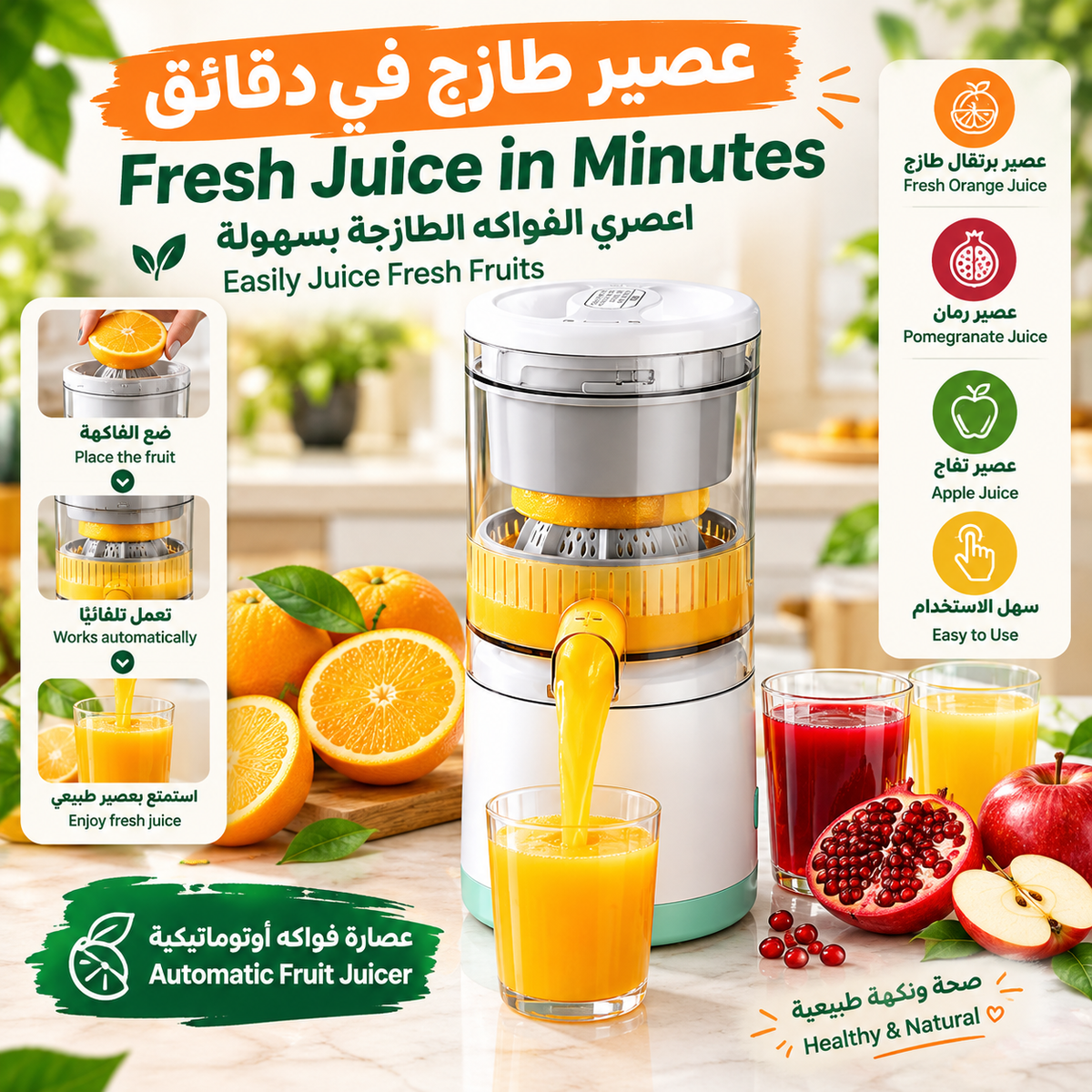 Fresh Fruit Juicer Anytime, Anywhere! عصارة الفواكه الطازجة 🍊🍎